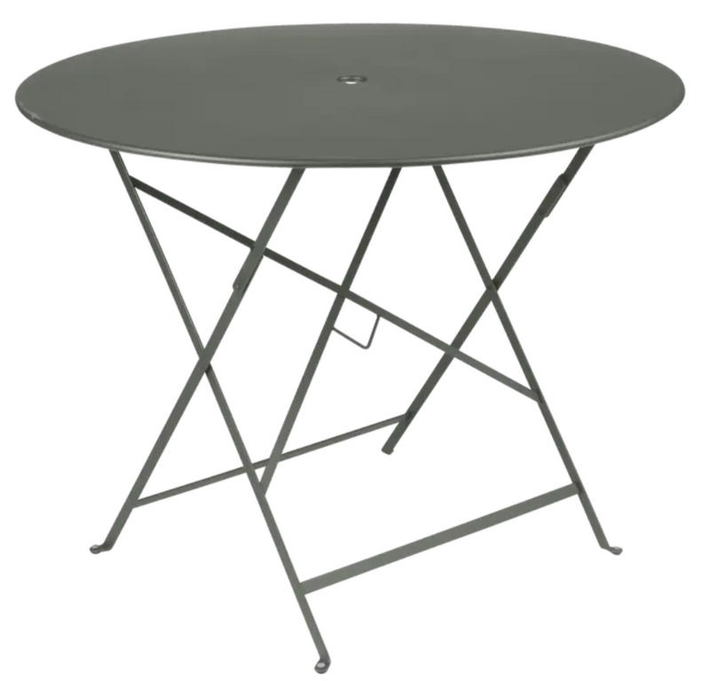 Load image into Gallery viewer, Fermob round bistro table in Stoem grey with a 96cm diameter, outdoor cafe furniture with powder-coated finish.
