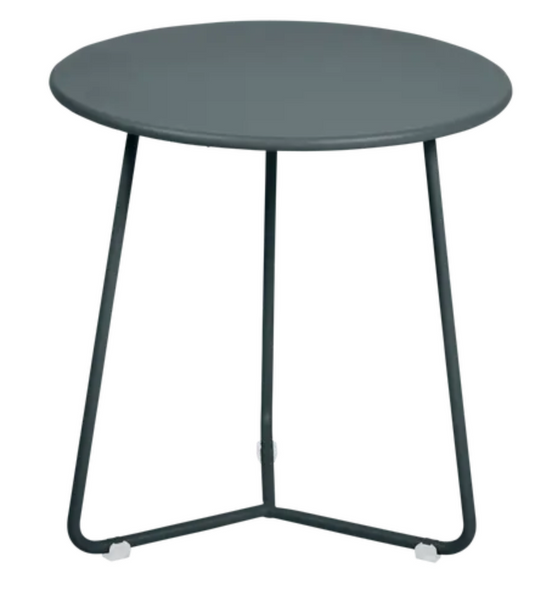 Fermob StormGey small occasional table with 34cm diameter, featuring a modern design and round tabletop.