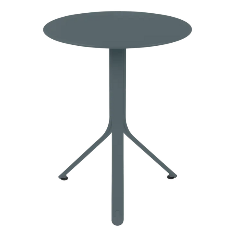 Load image into Gallery viewer, Storm gray Fermob Rest'O Round folding outdoor table with 60cm diameter, metal bistro style for outdoor use.
