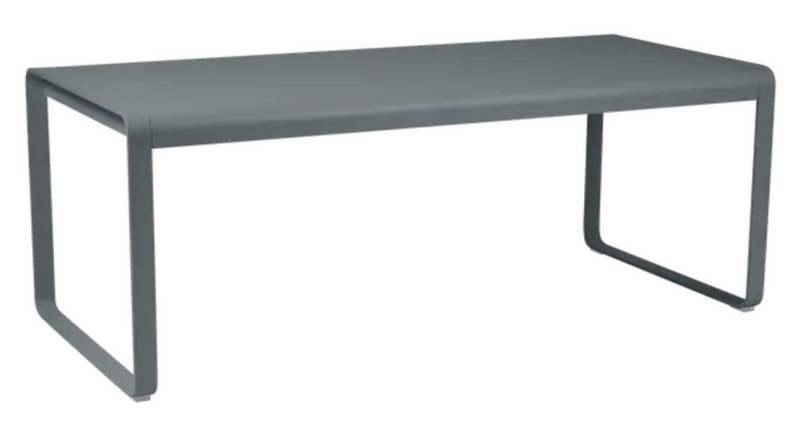 Load image into Gallery viewer, Bellevie outdoor metal dining table in storm grey, 196x90 cm, suitable for eight seater gatherings by Fermob.
