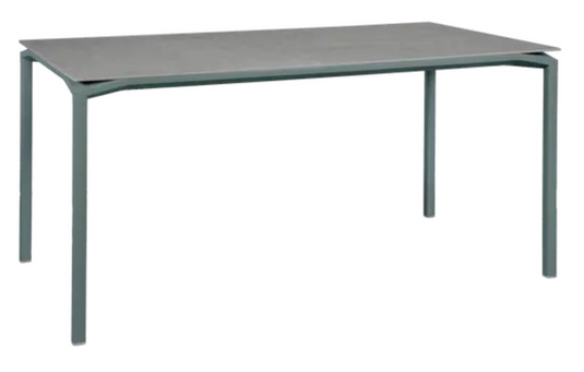 Fermob CALVI Creta Mineral Dining Table in Storm Grey, 160x80cm, six-seater with aer color finish, perfect for dining spaces.