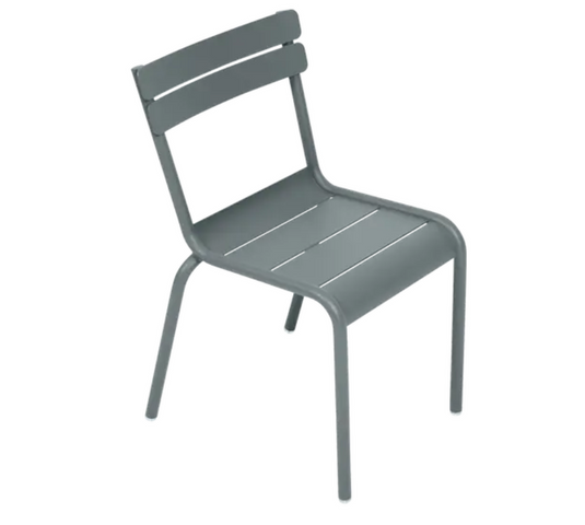 Storm grey Fermob Luxembourg Kid Chair with a modern design, suitable for children's dining and play areas.
