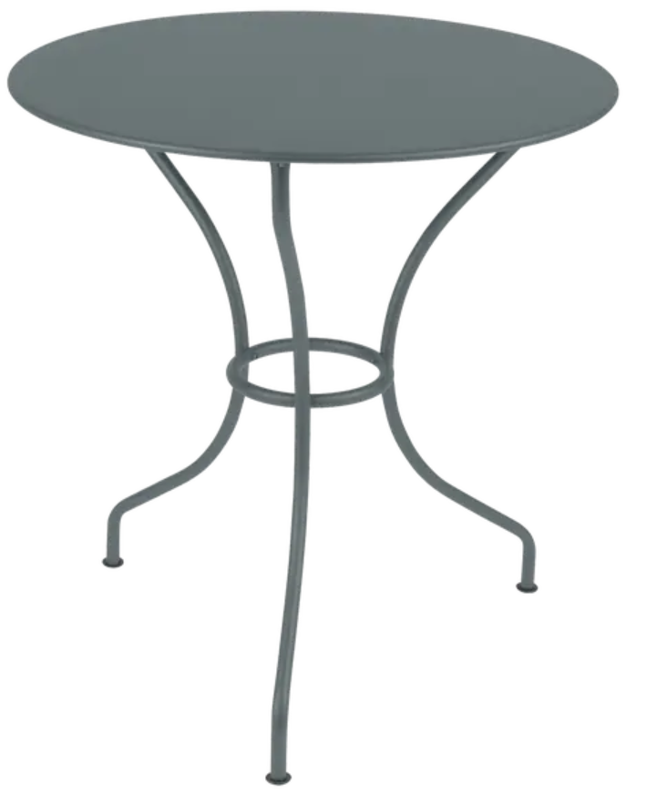Load image into Gallery viewer, StormGrey Fermob OPÉRA+ outdoor metal table with 67cm diameter, suitable for patio or restaurant outdoor seating.
