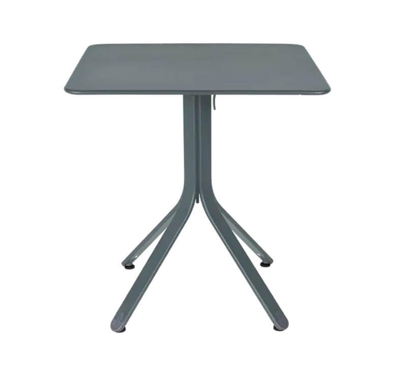 Load image into Gallery viewer, StormGrey Fermob Rest'O folding outdoor metal table, 71x71cm, featuring a compact design and sturdy metal construction.
