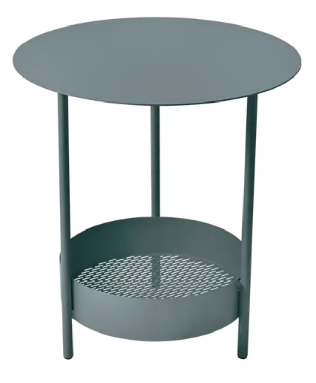 Load image into Gallery viewer, Storm Grey Fermob Salsa Pedestal Side Table, outdoor furniture with round top and sturdy pedestal base.

