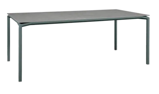 Fermob CALVI Kreta mineral dining table in Storm Grey, 195 x 95 cm, eight-seater with a durable tabletop and modern design.