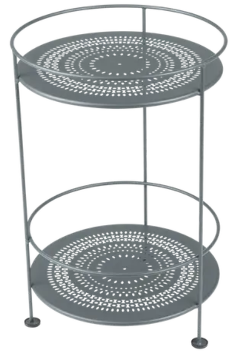 Load image into Gallery viewer, Fermob Guinguette side table with perforated double top, metal construction, and a modern design for outdoor or indoor use.
