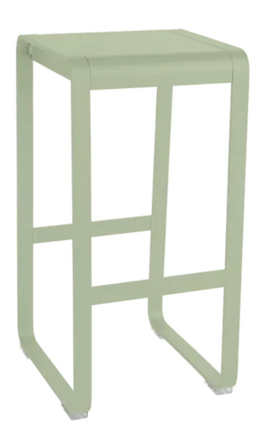 Storm grey Fermob Bellevie high bar stool with a sleek, modern design, suitable for outdoor or indoor use.