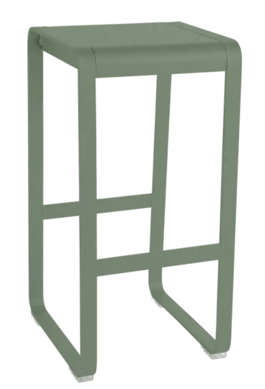 Storm grey Fermob Bellevie high bar stool with sleek design, ideal for outdoor seating and modern interior spaces.