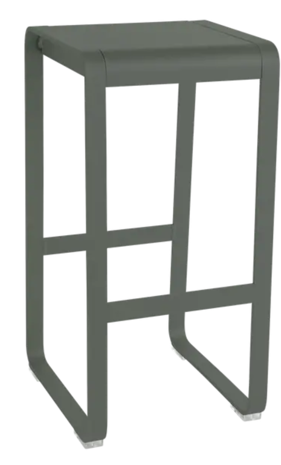 Load image into Gallery viewer, Fermob Bellevie high bar stool in storm grey with a sleek, modern design suitable for outdoor dining and bar areas.
