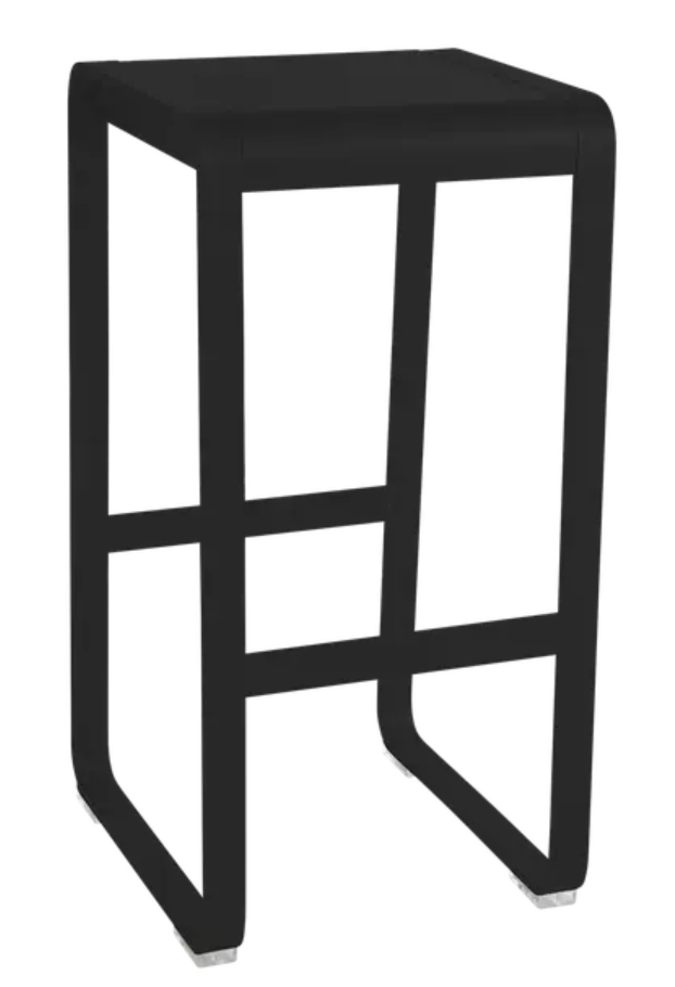 Load image into Gallery viewer, Storm grey Fermob Bellevie high bar stool with sleek, modern design suitable for outdoor or indoor seating.
