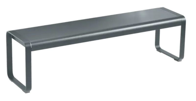 Load image into Gallery viewer, Storm grey Fermob Bellevie outdoor bench with a sleek, modern design, perfect for garden or patio seating.

