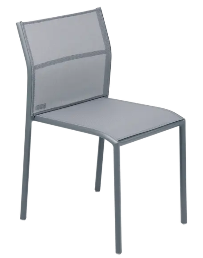 Load image into Gallery viewer, Storm grey Fermob Cadiz outdoor chair with a sleek, modern design, perfect for patio or garden seating.
