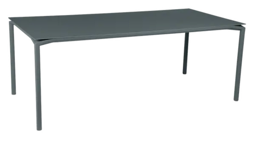 Storm grey Fermob Calvi rectangular outdoor dining table, 195x95 cm, eight-seater, suitable for outdoor and indoor use