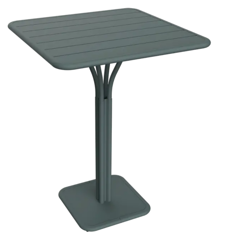 Load image into Gallery viewer, Luxembourg high pedestal metal table in storm grey by Fermob, outdoor furniture with 80x80 cm surface, ideal for patio or garden.
