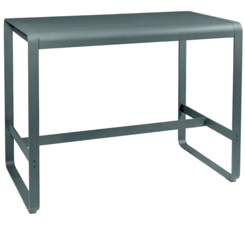 Load image into Gallery viewer, Fermob Bellevie high lounge table in storm grey, 140x80 cm, outdoor metal furniture with sleek modern design.
