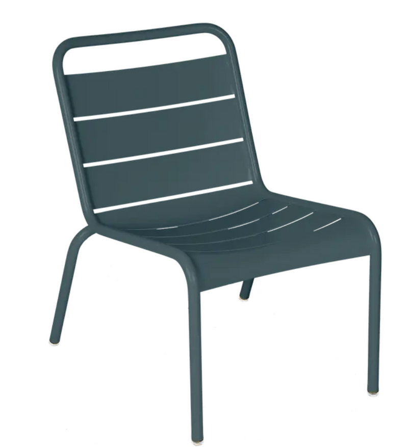 Load image into Gallery viewer, Storm grey Fermob Luxembourg lounge chair made of metal, ideal for outdoor seating and modern restaurant decor.
