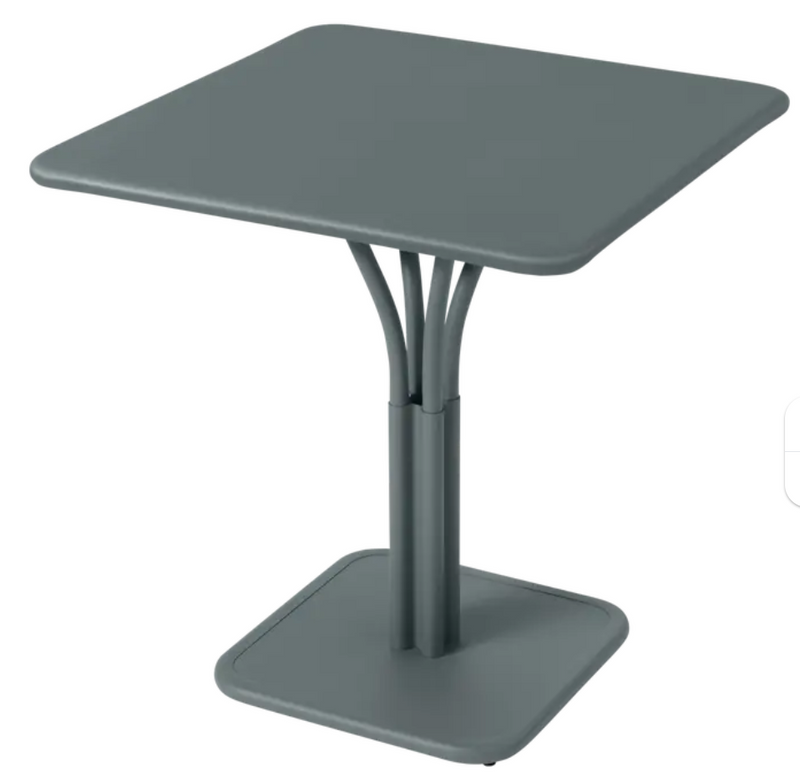 Load image into Gallery viewer, Luxembourg metal table by Fermob with storm grey finish, 71x71 inches outdoor aluminum table with solid top for patio or restaurant use
