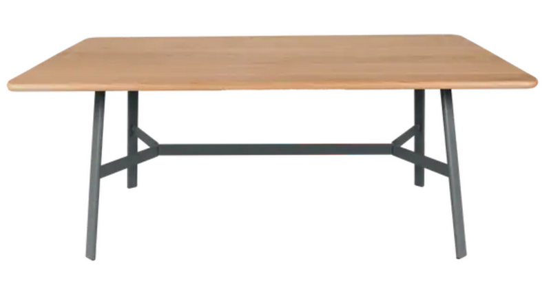 Load image into Gallery viewer, Storm Grey Fermob SO'O oak dining table, 180x90 cm, 6-seater, showcasing sturdy wood construction and modern design.
