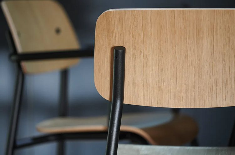 Fermob Studie Oak outdoor armchair with wooden frame and cushioned seat, ideal for garden or patio seating.