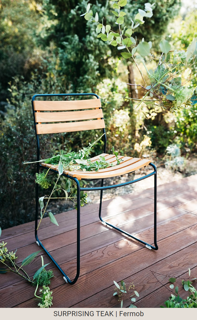 Load image into Gallery viewer, Fermob outdoor metal chair with a surprising teak seat, designed for stylish outdoor furniture settings.
