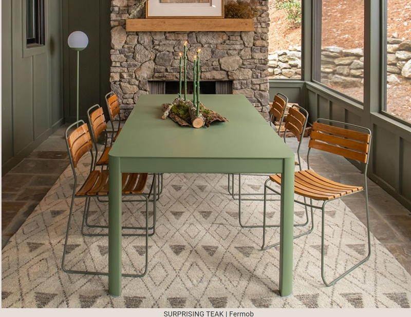 Load image into Gallery viewer, Fermob outdoor metal chair featuring a surprising teak seat, perfect for garden or patio furniture.
