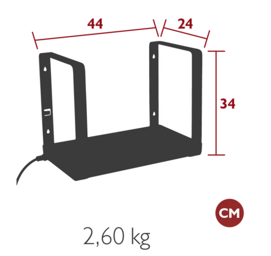 Fermob Swiing charging tray, 44 x 25 cm, with integrated light feature, designed for convenient device charging and stylish outdoor use.