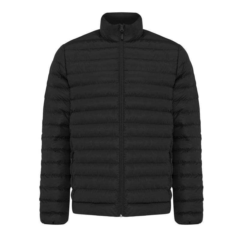 Load image into Gallery viewer, IQONIQ Maiko men's recycled polyester padded jacket displayed with hood, front zipper, and quilted design in textile fabric.

