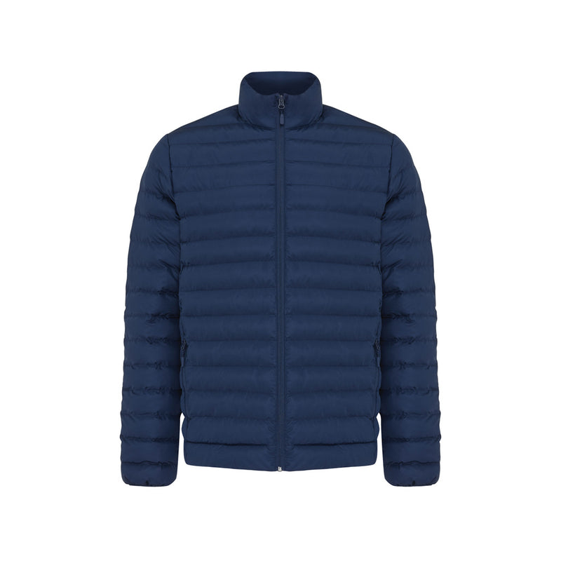 Load image into Gallery viewer, IQONIQ Maiko men's recycled polyester padded jacket in black, showing the front view with padded design and brand logo.
