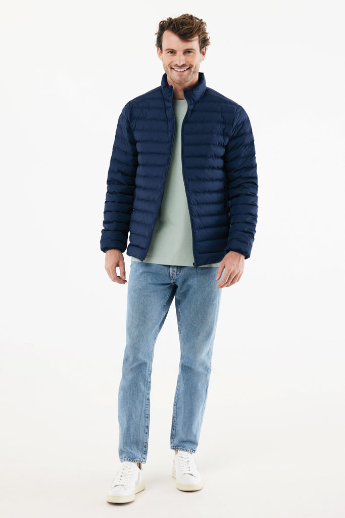 Load image into Gallery viewer, IQONIQ Maiko men's recycled polyester padded jacket, textile with a front zipper, stand collar, and quilted design.
