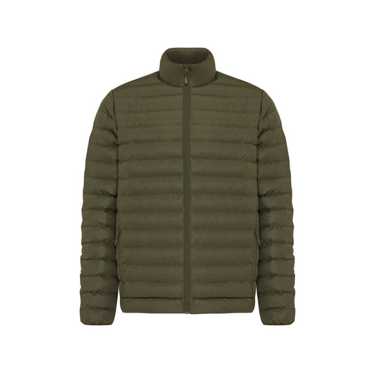 IQONIQ Maiko men's recycled polyester padded jacket displayed in black, featuring a sleek design and padded insulation.
