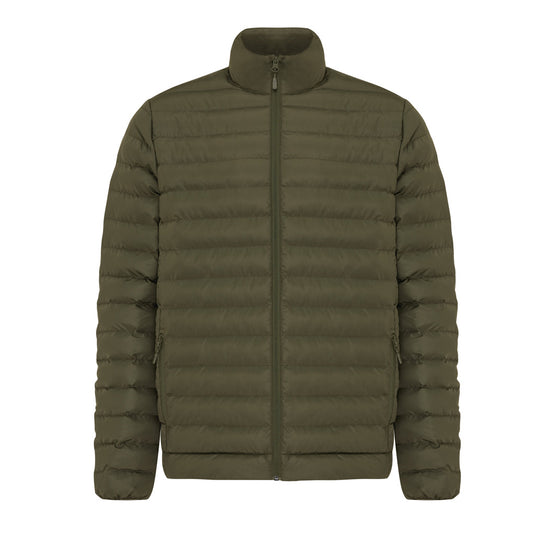 IQONIQ Maiko men's recycled polyester padded jacket, navy textile with quilted design and front zipper, casual outerwear for men