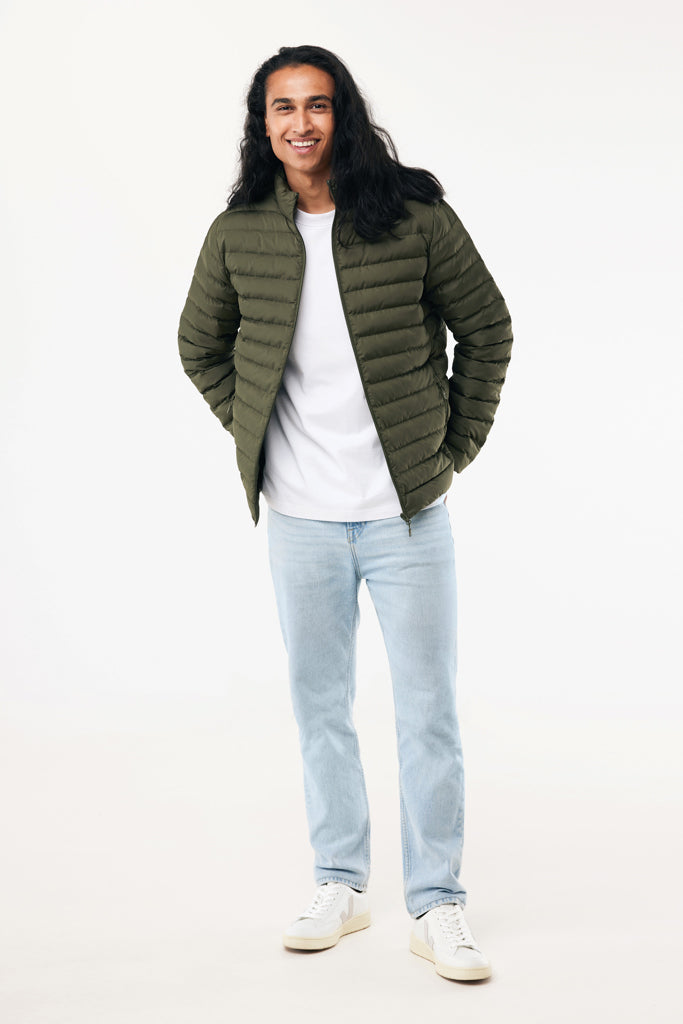 Load image into Gallery viewer, IQONIQ Maiko men's recycled polyester padded jacket showing front view with quilted design and high collar.
