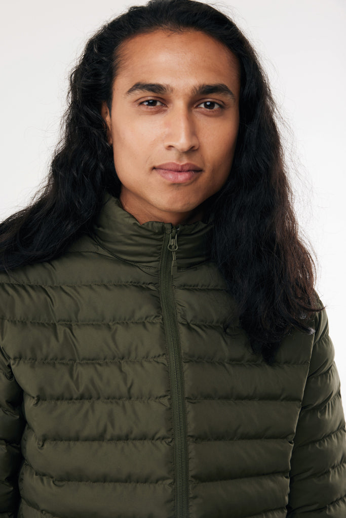 Load image into Gallery viewer, IQONIQ Maiko men's recycled polyester padded jacket with a quilted design, featuring a high collar and zip closure.
