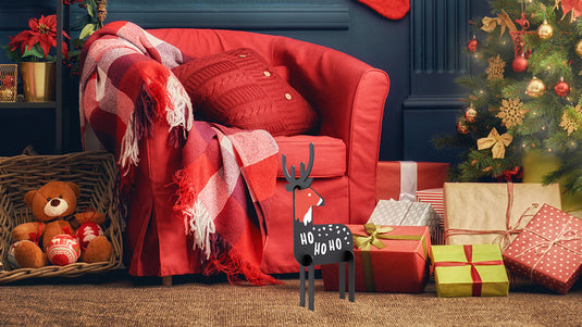 Securit Table Chalkboards - Silhouette 3D Christmas - Black 30,5x11x2cm - Pack of 10 - in use