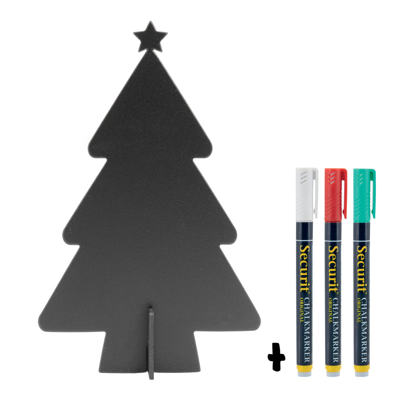 Load image into Gallery viewer, Securit Table Chalkboards - Silhouette 3D Christmas - Black 22x14x4cm - Pack of 10
