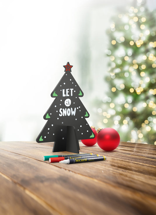 Securit Table Chalkboards - Silhouette 3D Christmas - Black 22x14x4cm - Pack of 10 - in use