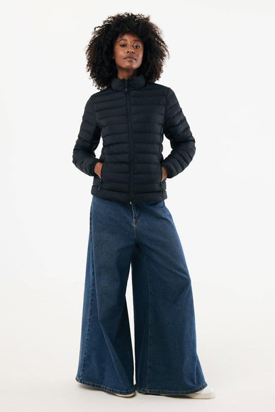Maiko women recycled polyester padded jacket by iqoniq, showcasing the textile with a padded, warm design and stylish fit.