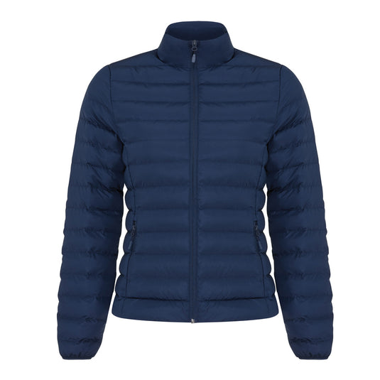Maiko women recycled polyester padded jacket by iqoniq, showcasing the textile with a padded, insulated design in a stylish silhouette.