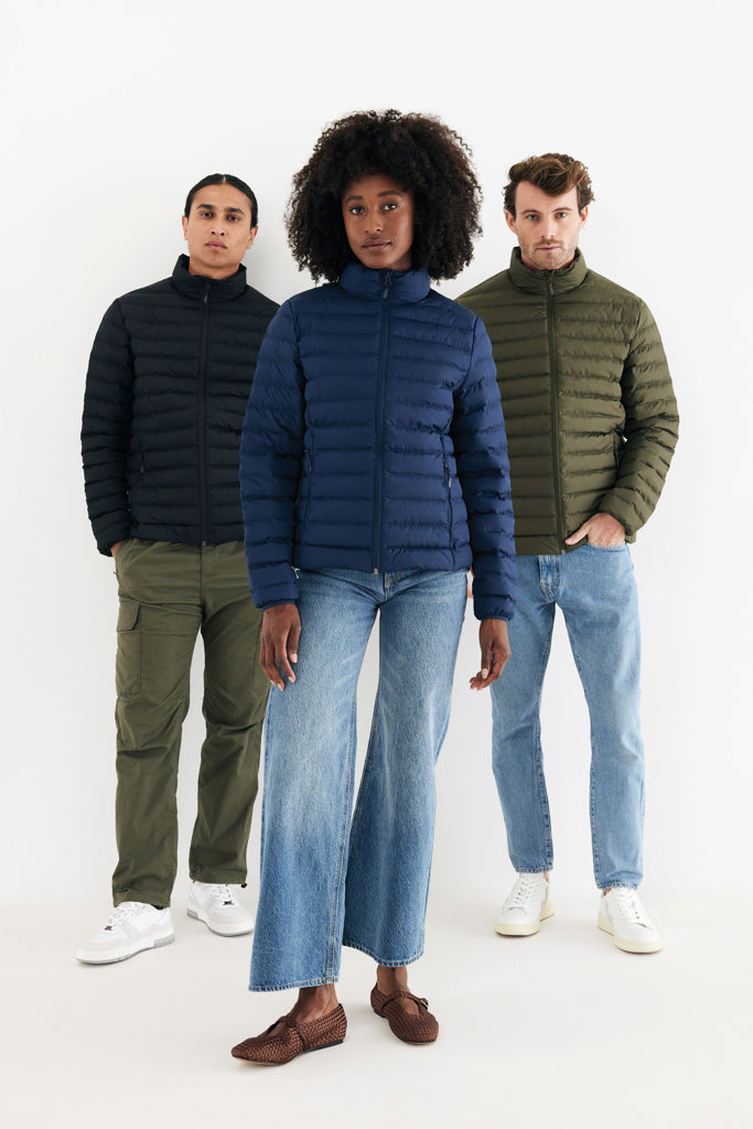 Load image into Gallery viewer, Maiko women recycled polyester padded jacket by iqoniq, showcasing a stylish textile with a padded, insulated design.

