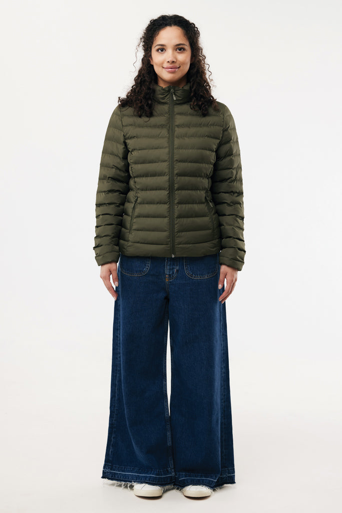 Load image into Gallery viewer, Maiko women recycled polyester padded jacket in textile, featuring a stylish design with a high collar and quilted pattern.
