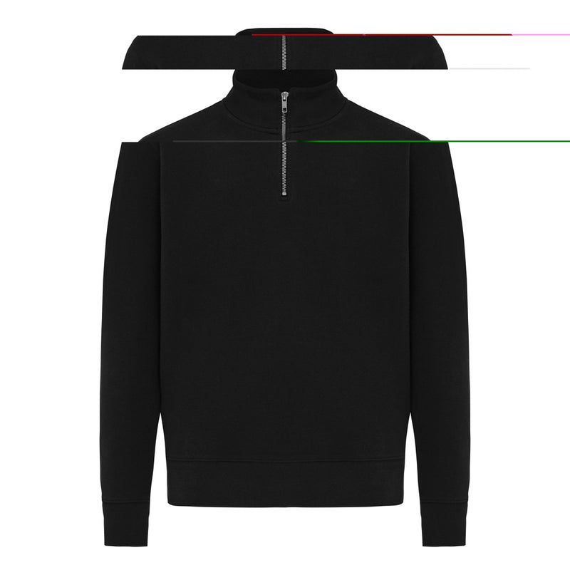 Load image into Gallery viewer, Iqoniq Elgon recycled cotton quarter zip sweater, close-up of green textile with zipper detail and textured fabric.
