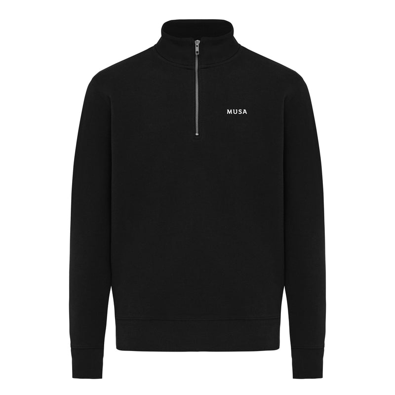 Load image into Gallery viewer, Iqoniq Elgon recycled cotton quarter zip sweater, close-up of the eco-friendly textile with a quarter zip detail.
