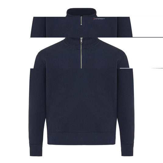 Iqoniq Elgon recycled cotton quarter zip sweater, textile product with a quarter zip design, shown in a natural and comfortable fit.