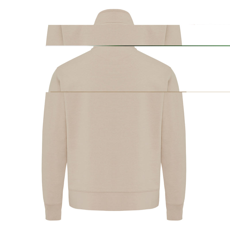 Load image into Gallery viewer, iqoniq Elgon recycled cotton quarter zip sweater, textile with a zip-up collar, shown in a close-up view of the fabric and design.

