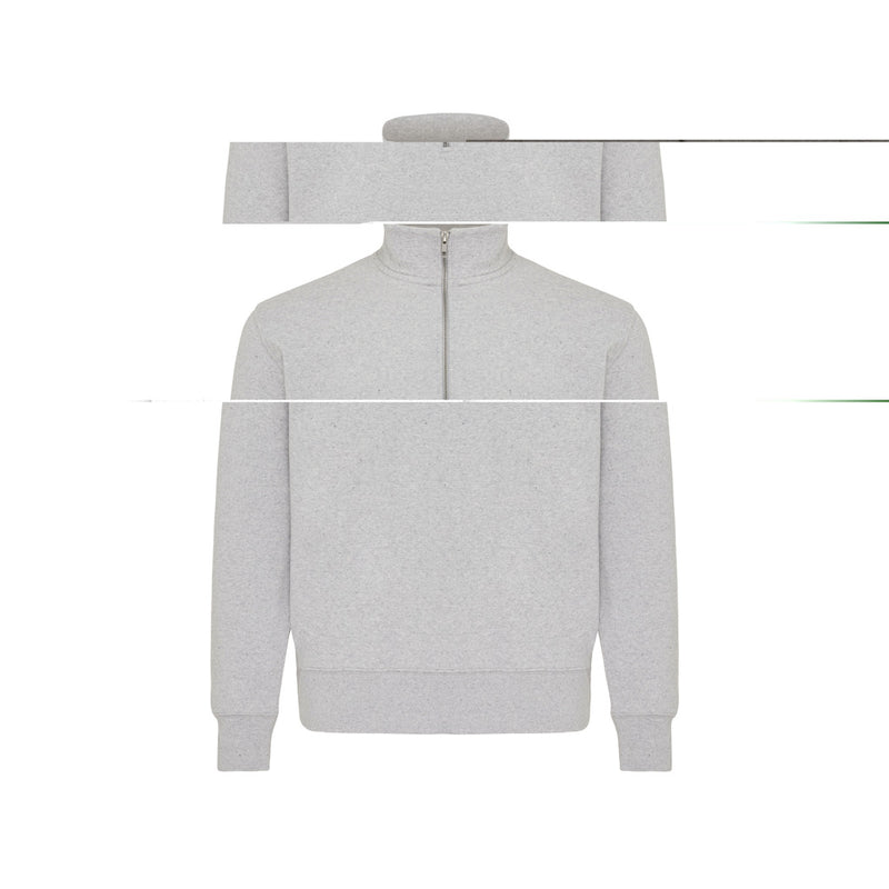 Load image into Gallery viewer, Iqoniq Elgon recycled cotton quarter zip sweater in textile, shown in XXL size with front view and zipper detail.
