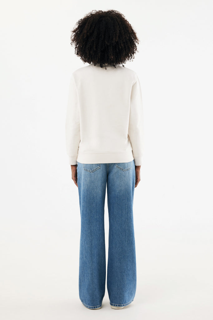 Load image into Gallery viewer, Iqoniq Elgon recycled cotton quarter zip sweater, close-up of soft textile fabric with quarter zip detail.
