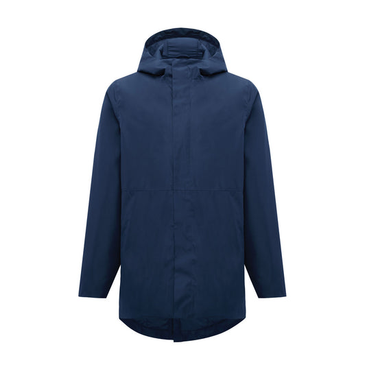 Thelon recycled polyester parka by iqoniq, showcasing a sustainable textile with a hood, front zipper, and quilted design.