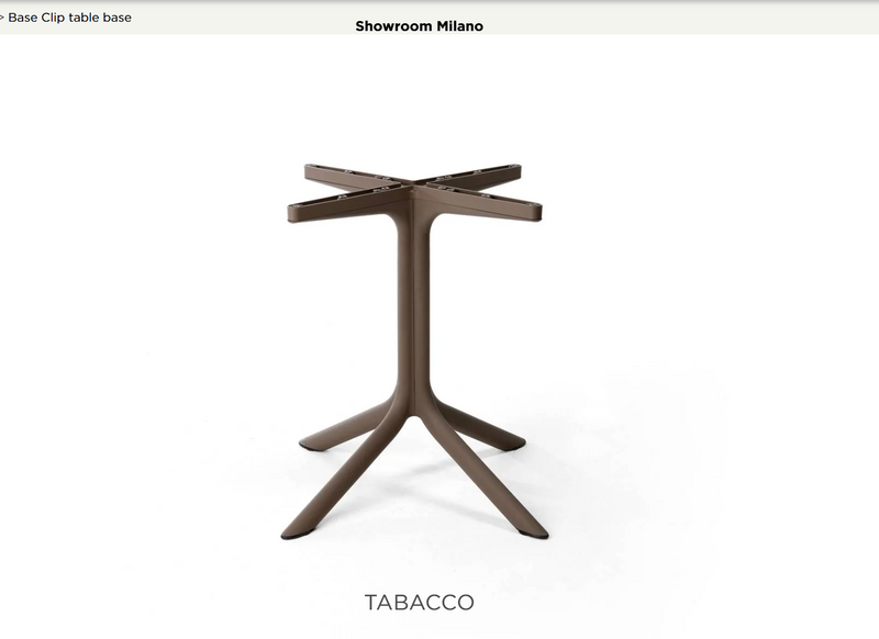 Load image into Gallery viewer, Nardi tobacco-colored clip-on table base for restaurant tables, showing the sturdy metal construction and attachment mechanism.
