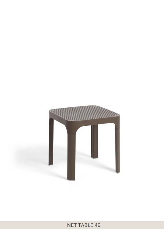 Nardi Net Table 40 outdoor side table in tobacco color, featuring a sleek design for patio or outdoor use.